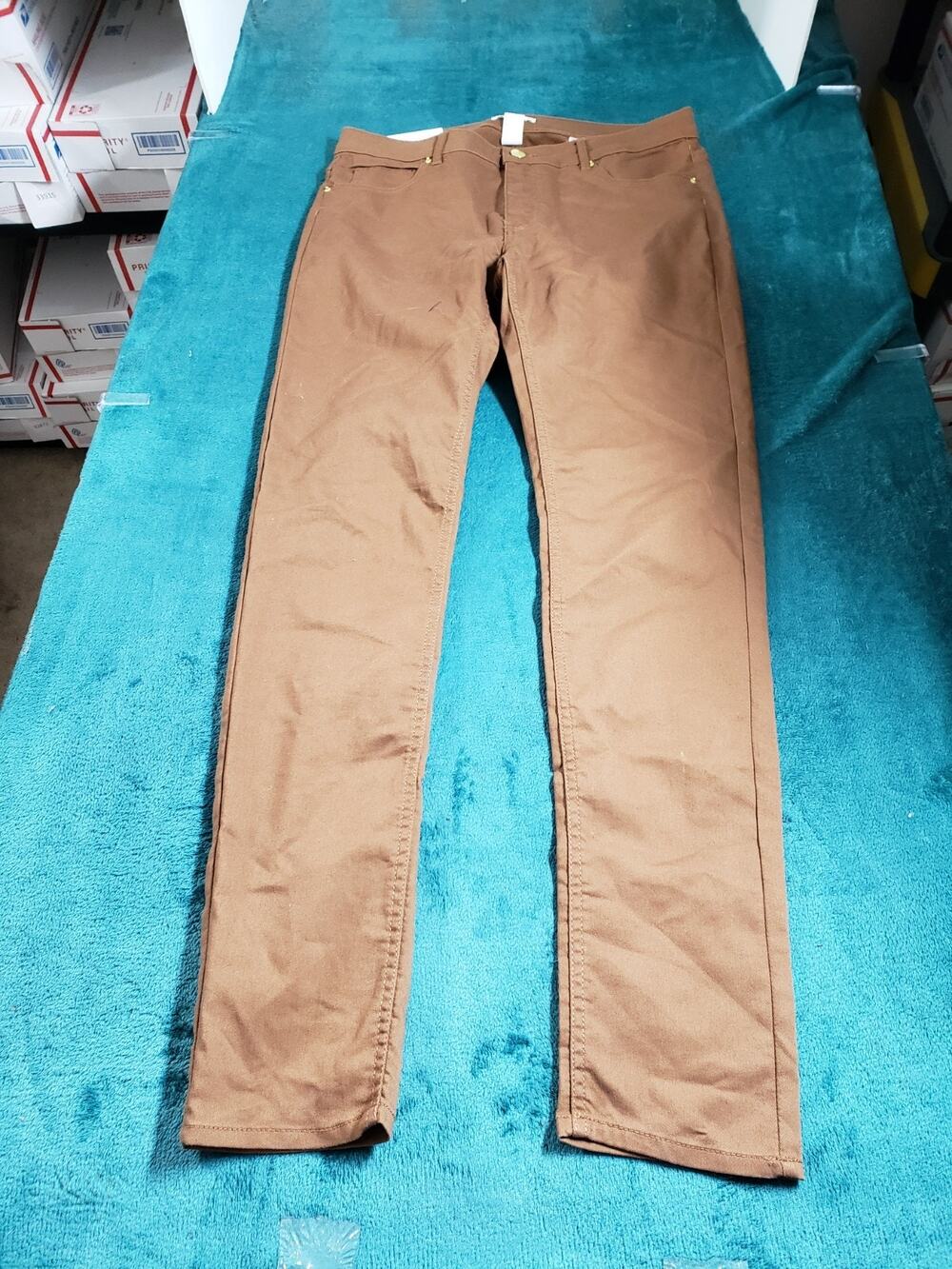 H&M Jeans Size 12 Womens Brown Pants Denim Ladies Stretch Mid Rise Skinny NWT